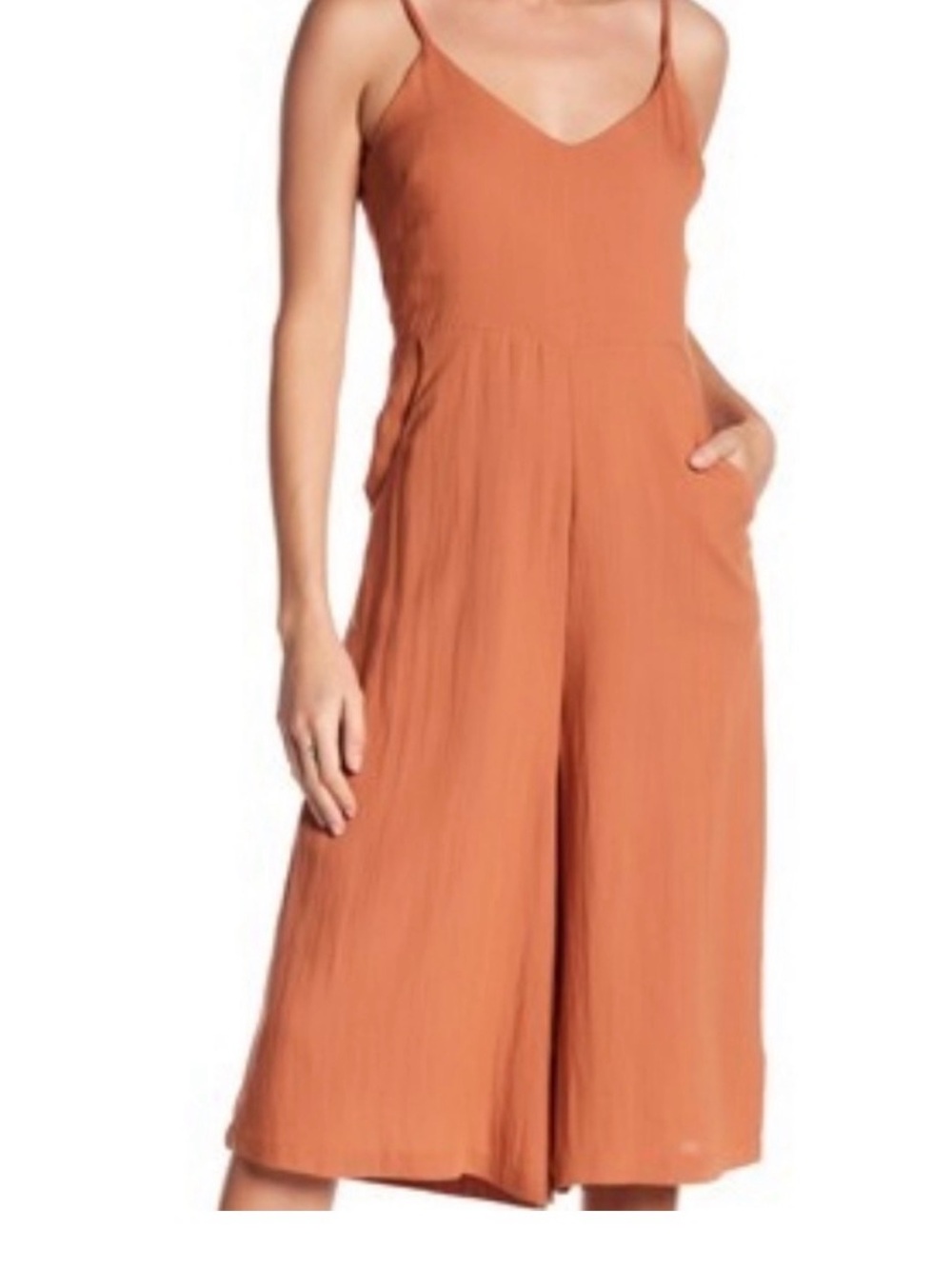 Everly Women’s Wide-Leg Spaghetti Strap Jumpsuit - Rust Sz Jr Small